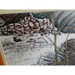 Средна картина масло на платно испания, хубава двойна рамка - 3678
